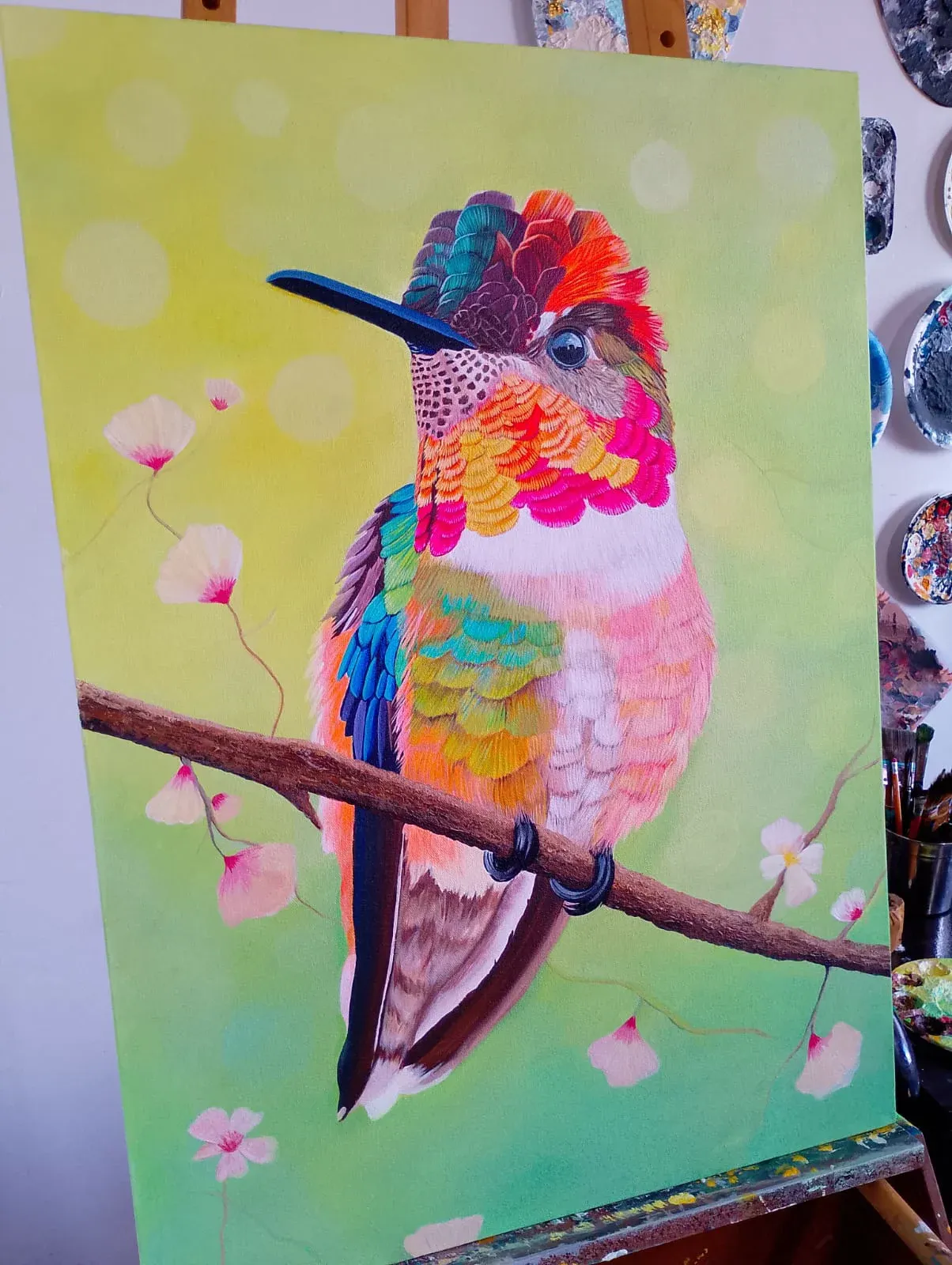 El colibrí en el caballete, visto en ángulo